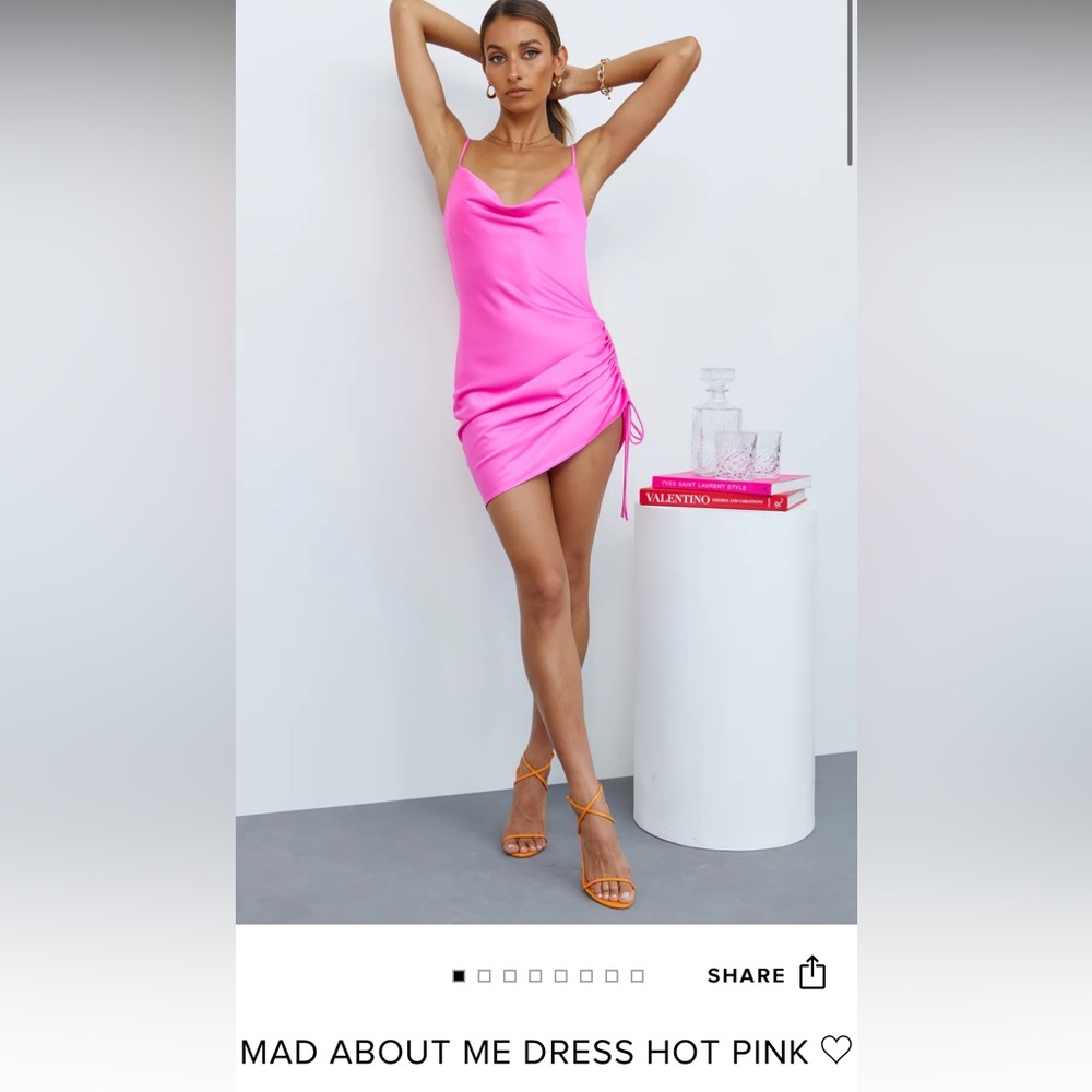 Hello Molly Pink Silk Cowl Neck Mini Dress